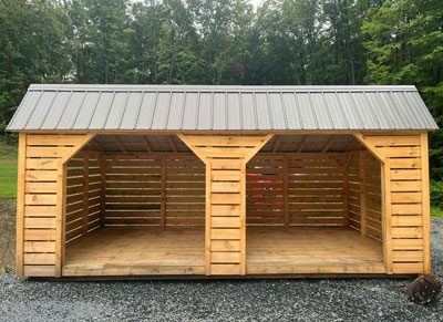 Amish built two stall wood shed