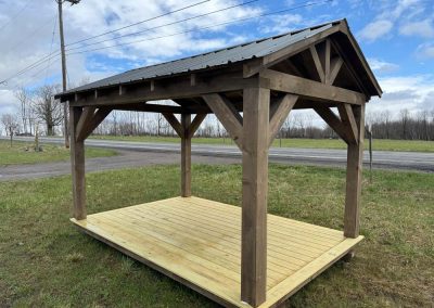Amish-built pavilion with open sides and a standing seam metal roof