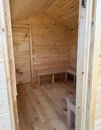 Changing room in an amish built sauna